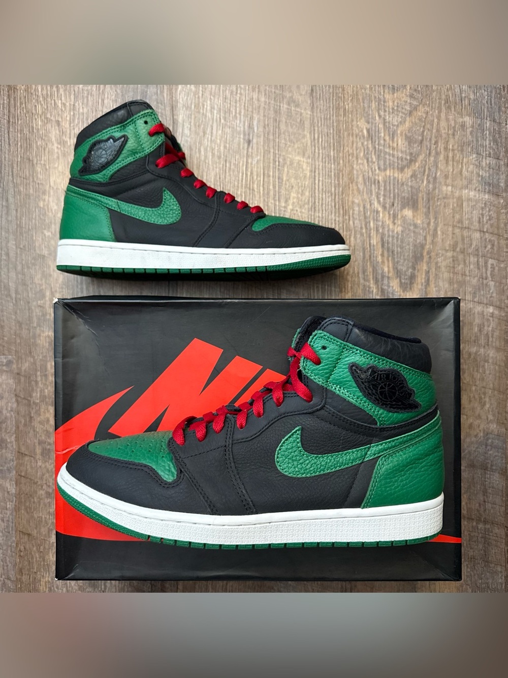 Nike Air Jordan 1 Retro High OG Pine Green 2.0 Black Red Men’s Size 10 Sneakers